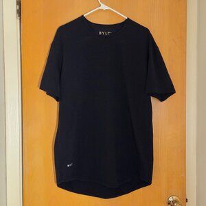 BYLT Premium Basics Shirt Mens XL Black Drop Cut S/S Lux Curved Hem Stretch